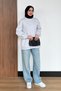 Women's 3-Ply Brushed Inside Crew Neck Basic Modest Sweatshirt 3269 Gray Melange - 3