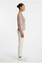 Women's Powder-Colored Knit Blouse with Lace Sleeves. - 2