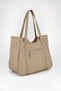 Women's Bamboo Dark Brown Large Shoulder Tote Bag with Back Zipper Pocket and Lined Interior.
