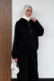 Women's 3-thread, unshirred, half-zip, hooded set with stopper 3271 black. - 4