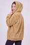 Women's zip-up hooded long plush fleece cardigan - 6