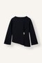 Button-Detailed Asymmetrical Boat Neck Pique Long Sleeve Basic T-Shirt I2069Ax26Wn - 6