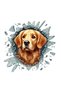 4 pieces of golden car stickers – 3d dog face design, creates a pop-out effect on glass, fun car decal, car sticker. - 4