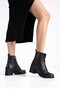 Genuine Leather Black Women's Everyday Heeled Classic Boots Dc3045 - 2