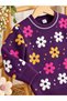 Baby Girl & Child Butterfly and Patterned Crew Neck Stretchy Knit Sweater - 8