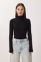 2-Piece Set of Turtleneck Viscose Blouses Lrn0083 Black Ecru - 2