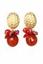 Gold plated agate natural stone earrings (red) - 2
