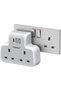 Multi Plug Adaptor, Double Plug Adapter UK, 2USB-A & 1USB-C Plug Extension Socket, Slim Wall Extensi