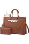 Laptop Tote Bag for Women, Leather Office Work Bag Briefcase fit for 15.6 inch Laptop, Large Teacher Computer Bag Handbag,2pcs Set Leather