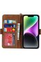 غطاء لهاتف iPhone 14 Plus، مصنوع من جلد البولي يوريثان، بتصميم محفظة مع حزام للمعصم وحامل للبطاقات، ويوفر حماية من الصدمات، وغطاء قلاب. - 3