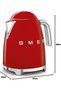 50's Style Retro Electric Kettle, Red - 5