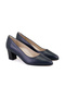 Women's Navy Blue Heeled Leather Desacomfort Classic Shoes