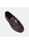 Men's Leather Loafer with Coffee-Colored Band Detail and Buckle. - 7