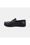 Men's Black Leather Loafers with Buckle and Band Detail. - 4