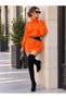 Women's Turtleneck Knit Mini Dress ORANGE - 3