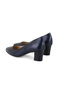 Women's Navy Blue Heeled Leather Desacomfort Classic Shoes - 4