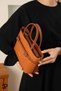 Meyra Double-Buckle Monogram Pattern Adjustable Strap Tan Women's Shoulder and Crossbody Bag. - 3