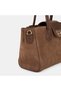 Women's Vizon Gold Lock-Clasp Double-Handle Suede-Textured Handbag. - 6