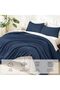 Navy Blue California King Comforter Set, 3 Pieces Solid Bedding | Soft Fluffy Down Alternative All S - 3