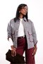 Burgundy Jacket with Pleated Details and Plaid Pattern - 1138 - 2