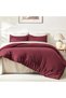 Comforter Full Size Burgundy, 3 Pieces Lightweight Solid Bed Set - 6