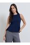 Navy Blue Sleeveless Peplum Top