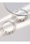 Silver Beaded Hoop Earrings - 2