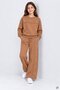 Brown Girls' Sequin-Embellished Striped Crewneck Sweatshirt and Pants Set 24085 - 3