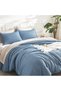 Oversized King Comforter Set Grayish Blue Super King Plus Size, 3 Pieces Lightweight Solid Bedding C - 5