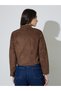 Brown Solid Zip-Up Regular Fit Short Biker Jacket - 5