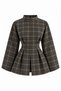 Judge-Collar Plaid Lumberjack Shirt with Front Slit - Khaki - 2