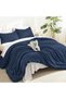 Navy Blue California King Comforter Set, 3 Pieces Solid Bedding | Soft Fluffy Down Alternative All S