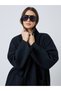 Black Lapel Neck Wool-Like Coat - 3