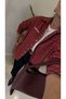 Kalirda Red Plaid Shirt with Bonjour Embroidery. - 2
