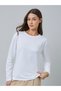 White Long Sleeve Round Neck T-Shirt - 3