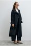 Asymmetrical Patchwork Trench Coat, Black. - 4