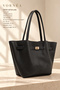 Aven Black Suede-Look Lockable Women's Handbag - 6
