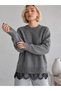 Women's Crew Neck Tunic with Slit and Lace Details