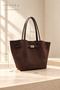Aven Brown Suede-Look Lockable Women's Handbag - 5