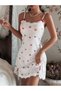 Women's Dress - Patterned Straps, Ecru - 2