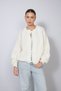 Oversized KNITTED CARDIGAN IN ECRU WITH CONTRAST STITCHING AND BUTTON DETAILS - 3