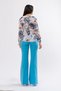 Women's Summer Blue Satin Blouse with Draped Hem and Tie-Detail 7954 - 4