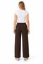 Women's coffee ribbed pique fabric wide-leg pants with pockets - 2