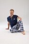 Men's Navy Blue Button Collar Short Sleeve Pajama Set - 6