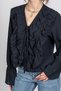 Women's Summer Black Blouse with Ruffle Detail and Tie-Detail 70071 - 2