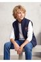 Quilted navy blue winter sports vest for boys. - 2