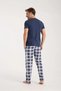 Men's Navy Blue Button Collar Short Sleeve Pajama Set - 4