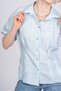 Women's Summer Blue Novelle Fitted at Waist Short-Sleeved Striped Shirt 70077 - 2