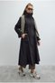 Asymmetrical Patchwork Trench Coat, Dark Brown. - 6