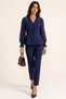Pearl Embellished Peplum Blouse and Pants Set |   Premium White & Black Special Series 35026 - 6